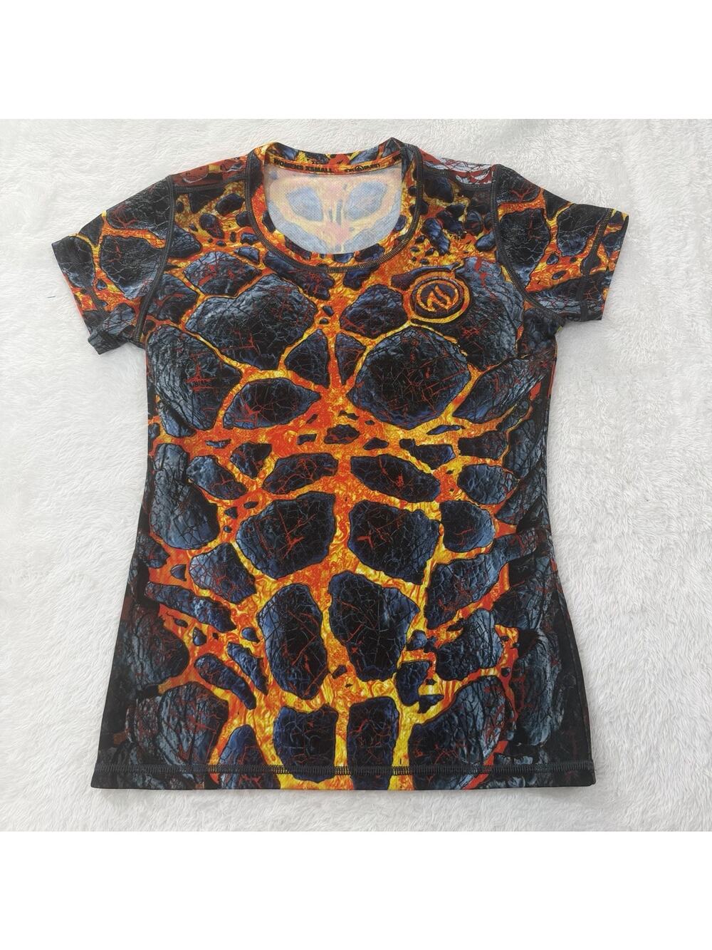 INKnBURN Women's Short Sleeve Tech Shirt Black Lava Sz XS Ink n Burn Running